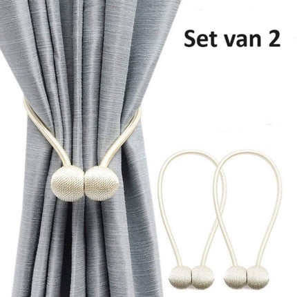 Set of 2 Magnetic Curtain Holders | Curtain Tieback | Curtain Holder | Magnetic Curtain Cord | Curtain Buckle | Universal | Beige.