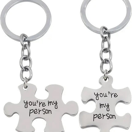 Keychain with Text "You're My Person" | 2-Piece | Koppes Keychain | Stainless Steel | Silver.