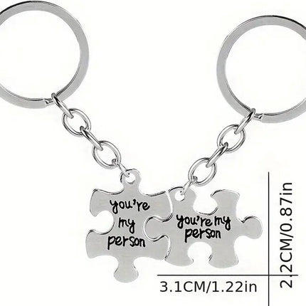 Keychain with Text "You're My Person" | 2-Piece | Koppes Keychain | Stainless Steel | Silver.