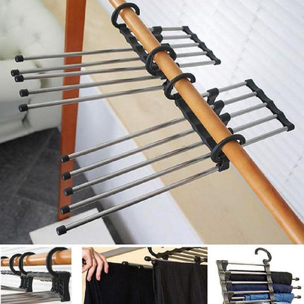 Trouser hanger Clothes hanger - Clothes rail - Trouser hanger Clothes hanger - Metal trouser rail - 5 garments.