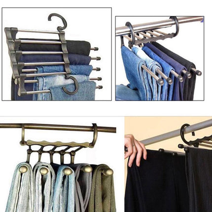 Trouser hanger Clothes hanger - Clothes rail - Trouser hanger Clothes hanger - Metal trouser rail - 5 garments.
