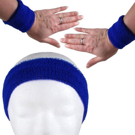 3-Piece Set of Headband & 2x Wristband Set | Sweatband | Sweatbands | Head and Wrist | Sports Bands | Dark Blue.