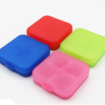 Medicine box | Pill box | Pill case | 4 compartments | Sealed | Red.