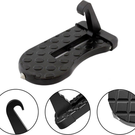 Car Roof Box Step | Door Step | Bike Carrier | Roof Rack | Includes Safety Hammer | Universal | Aluminum | Black.
