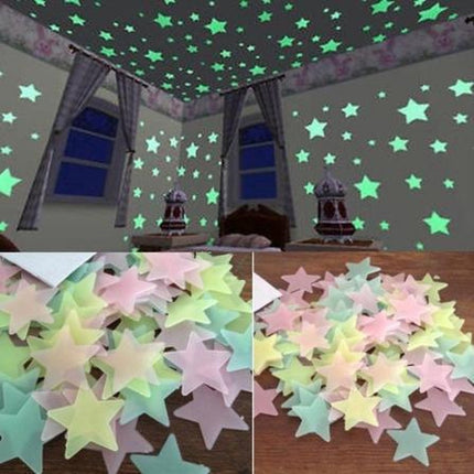 Star Glow In Dark Wall Stickers 100 Pieces | Luminous Star Wall Stickers | Multicolored Stars | PVC | Multicolor.
