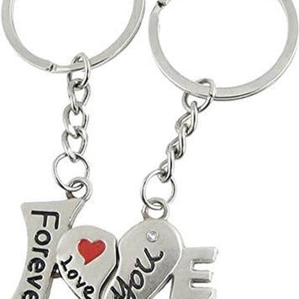 2-Piece Keychain Forever Love You | Couples Keychain | For Him & Her | Silver.