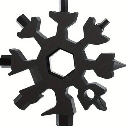 18 in 1 Multipocket Tool | 18 Functions | Stainless Steel | Multitool Keychain | Bicycle Tools | Snowflake | Black.