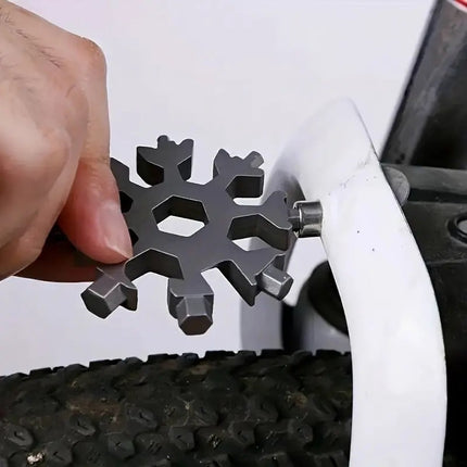 18 in 1 Multipocket Tool | 18 Functions | Stainless Steel | Multitool Keychain | Bicycle Tools | Snowflake | Black.