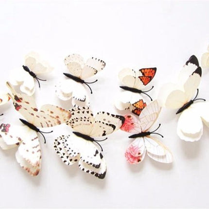 Wall Stickers Double Butterfly White 3D Wall Decoration Butterflies 12 Pieces - LeuksteWinkeltje.