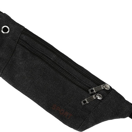 Sporty Waist Bag | Running Belt | Fanny Pack | Crossbody Bag | With Phone Holder & Cable Opening | Running Bag | Unisex | Black.