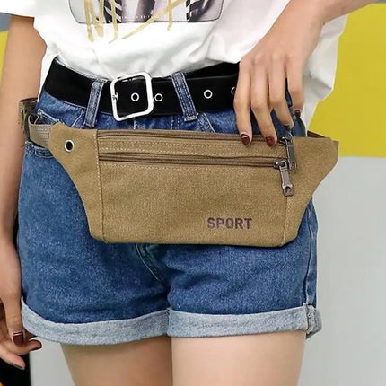Sporty Waist Bag | Running Belt | Fanny Pack | Crossbody Bag | With Phone Holder & Cable Opening | Running Bag | Unisex | Black.