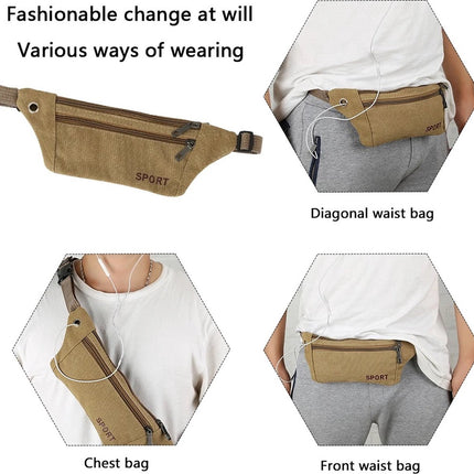 Sporty Waist Bag | Running Belt | Fanny Pack | Crossbody Bag | With Phone Holder & Cable Opening | Running Bag | Unisex | Black.