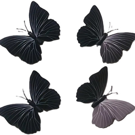 Set of 12 3D Butterfly Wall Decoration | Wall Butterflies | Nursery Decoration | Foldable Wall Stickers | Butterfly Wall Stickers | Black.
