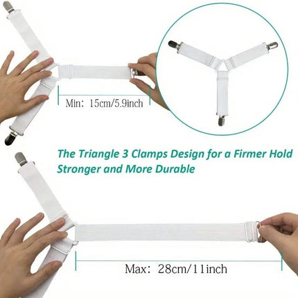 Bed Sheet Clips | Sheet Tighteners | Duvet Clamps | Sheet Tightener Clips | Set of 4 | White.