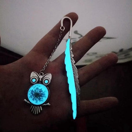 Owl Shaped Bookmark | Glow in the Dark | Luminous | Bookmark | Metal | Silver.