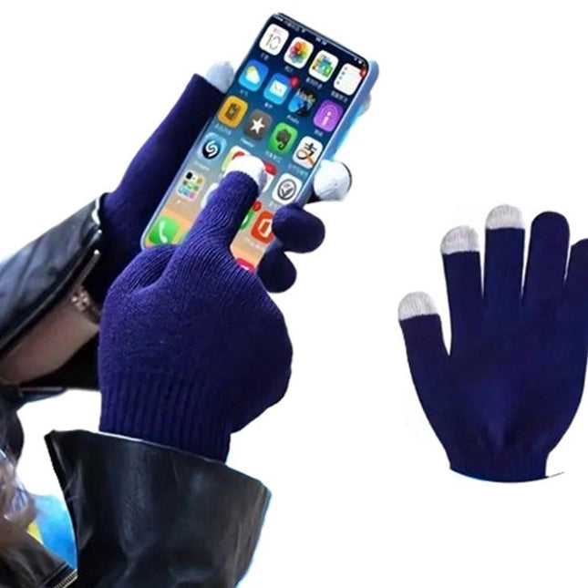 Touchscreen Gloves | Mittens | Touch Tip Gloves | Scandinavian Pattern | Unisex | For Adults | One Size | Blue.