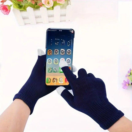 Touchscreen Gloves | Mittens | Touch Tip Gloves | Scandinavian Pattern | Unisex | For Adults | One Size | Blue.