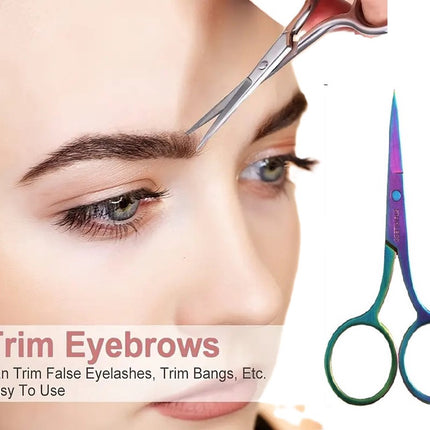 Cuticle Clipper and Eyebrow Scissors in 1 | Cuticle Scissors | Small Eyebrow Scissors | Cuticle Removal | Stainless Steel | Multicolor.