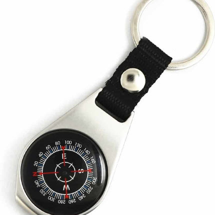 Zinc alloy compass keychain.