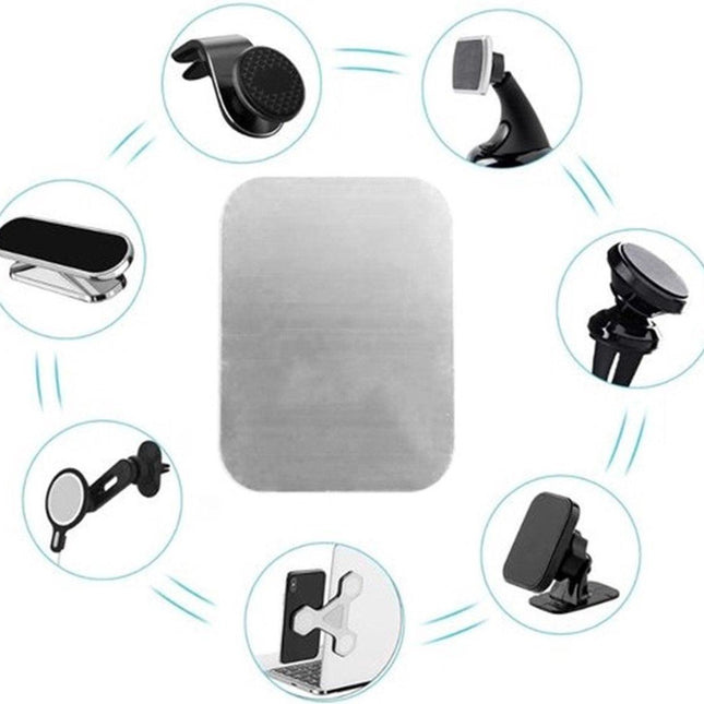 2x Metal Square Plate for Phone | Self-Adhesive Magnetic | Phone Holder | Phone Sticker | Metal Phone Plate | Round | Silver.