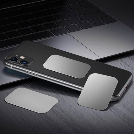 2x Metal Square Plate for Phone | Self-Adhesive Magnetic | Phone Holder | Phone Sticker | Metal Phone Plate | Round | Silver.