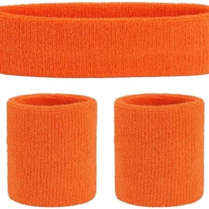 Headband & 2x Wristband Set | Sweatband | Sweatbands | Head and Wrist | Sports Bands | Orange.