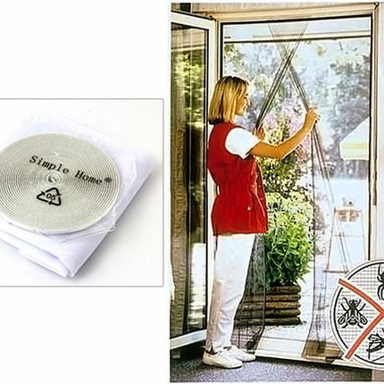 Set of 2 Insect Screens 60 x 200 CM | Window Screens | Insect Nets | Insect Mesh | Fly Screen | With Velcro Adhesive Strip | White.