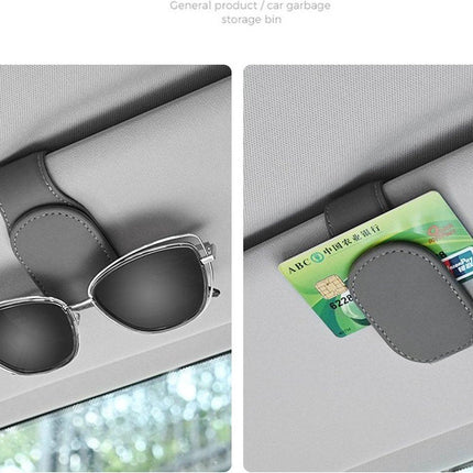 Car Sunglasses Holder PU Leather | Sun Visor Holder | Glasses Holder | Reading Glasses Holder | Storage Clip | Brown.