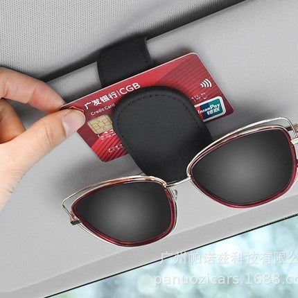 Car Sunglasses Holder PU Leather | Sun Visor Holder | Glasses Holder | Reading Glasses Holder | Storage Clip | Brown.