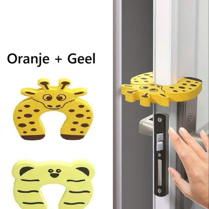 Animal Door Stoppers I Baby and Child Door Protectors I Door Protection I Foam / Foam I Animal Door Stopper I 2 Pieces I Orange + Yellow.