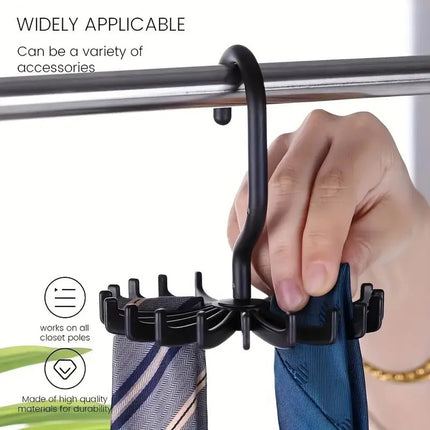 Tie Hanger | Tie Hanger | Tie Organizer | Tie Hook | Hang 20 Ties | Black.