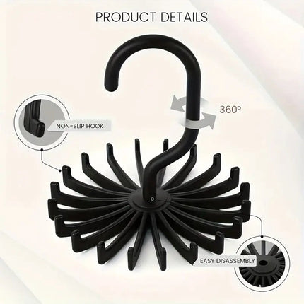 Tie Hanger | Tie Hanger | Tie Organizer | Tie Hook | Hang 20 Ties | Black.