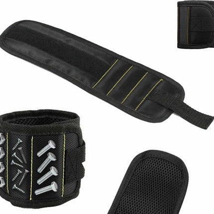 Magnetic Bracelet With 3 Magnetic Pockets | Wrist Tool Belt | Screw Wristband | DIY Bracelet | One Size | Black.