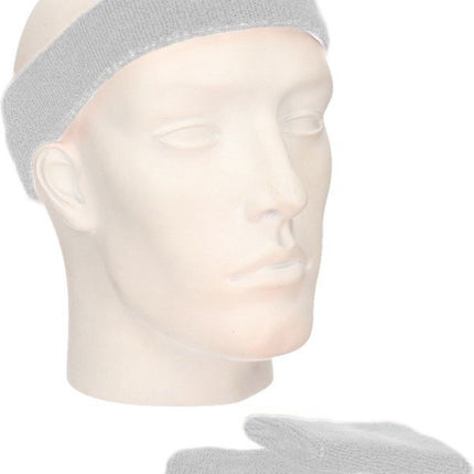 Set of light grey sweatbands - Light grey sports day set of wrist and head sweatbands