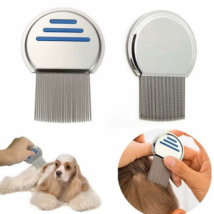Lice Comb for Child & Pet | Lice Brush | Flea Comb | Nits Comb | Dust Comb | Lice Remover | Stainless Steel | Blue.