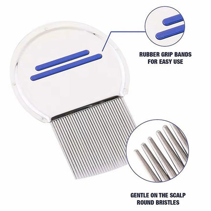 Lice Comb for Child & Pet | Lice Brush | Flea Comb | Nits Comb | Dust Comb | Lice Remover | Stainless Steel | Blue.