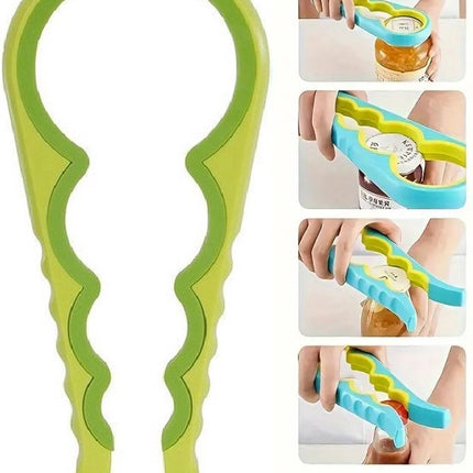 6-in-1 Opener | Multifunctional Opener | Kitchen Helper Opener | Jar | Bottle | Beer | Bag | Caps | Green.