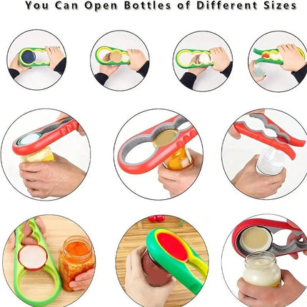 6-in-1 Opener | Multifunctional Opener | Kitchen Helper Opener | Jar | Bottle | Beer | Bag | Caps | Green.