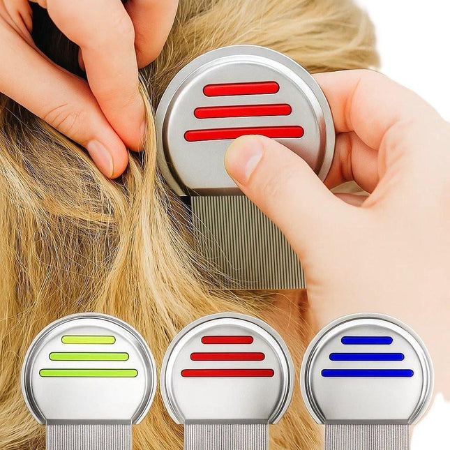 Set of 3 Lice Combs | Lice Brush | Flea Comb | Nits Comb | Dust Comb | Lice Remover | Stainless Steel | Green, Blue & Red.