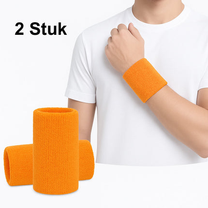 Wristband Set | Sweatband | Sweatbands | Wrist | Sports Bands | 2 Piece | Orange.