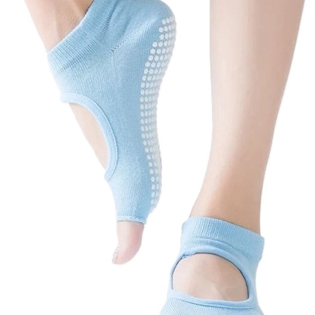 Yoga Socks Full Open Toe | Full Toe Yoga Sock | With Anti-Slip Bottom | Anti-Slip Socks | Pilates Socks | Size 36-40 | Light Blue