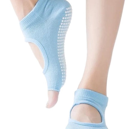Yoga Socks Full Open Toe | Full Toe Yoga Sock | With Anti-Slip Bottom | Anti-Slip Socks | Pilates Socks | Size 36-40 | Light Blue.