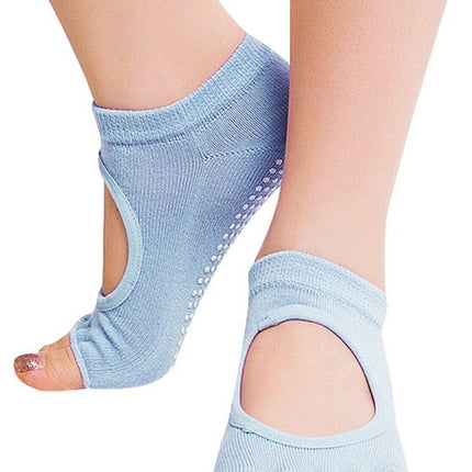 Yoga Socks Full Open Toe | Full Toe Yoga Sock | With Anti-Slip Bottom | Anti-Slip Socks | Pilates Socks | Size 36-40 | Light Blue.