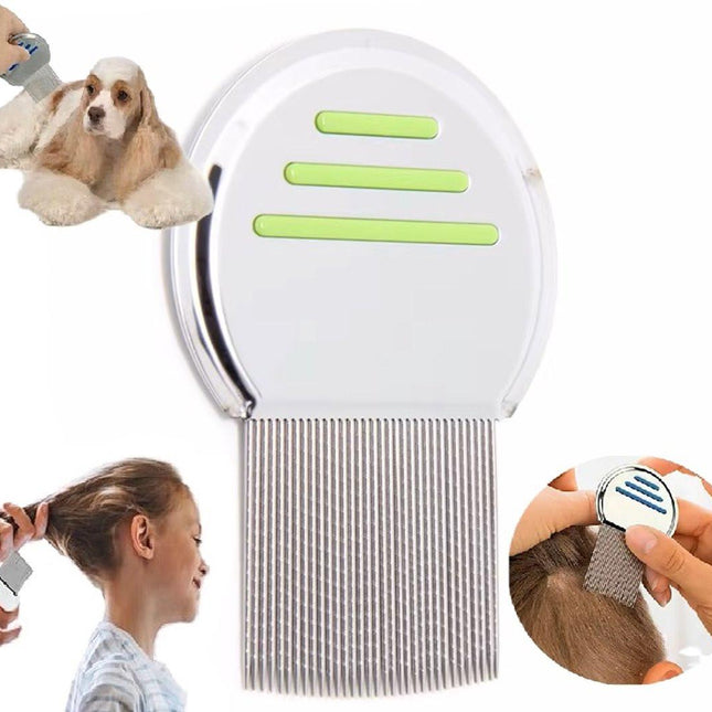 Lice Comb for Child & Pet | Lice Brush | Flea Comb | Nits Comb | Dust Comb | Lice Remover | Stainless Steel | Green.