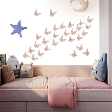 3D Wall Decoration Butterflies 12 Pieces | Wall Decoration | Wall Butterflies | Butterfly Wall Stickers | Rose Gold.