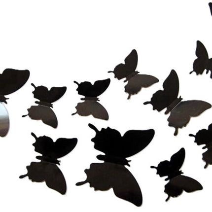 3D Wall Decoration Butterflies 12 Pieces | Wall Butterflies | Butterfly Wall Stickers | Solid Wall Stickers | Black.