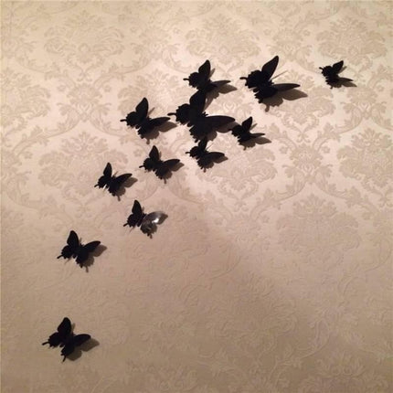 3D Wall Decoration Butterflies 12 Pieces | Wall Butterflies | Butterfly Wall Stickers | Solid Wall Stickers | Black.