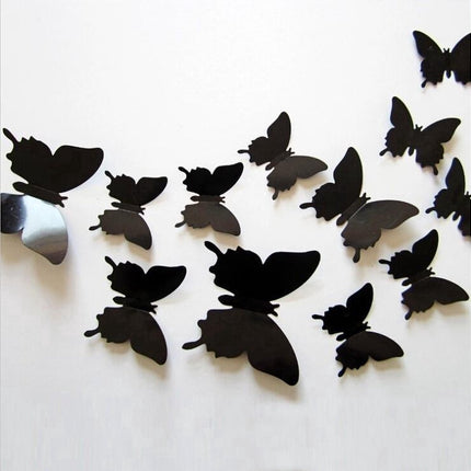 3D Wall Decoration Butterflies 12 Pieces | Wall Butterflies | Butterfly Wall Stickers | Solid Wall Stickers | Black.