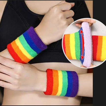 Set of Headband & 2x Wristbands Set | Sweatband | Sweatbands | Head and Wrist | Sports Band | Rainbow.