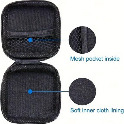 Earbud Storage Case for Earphnes | Case for In-ear Headphones | Earbud Case | Headphone Organizer | Charging Cable Storage Case | Black/Orange.